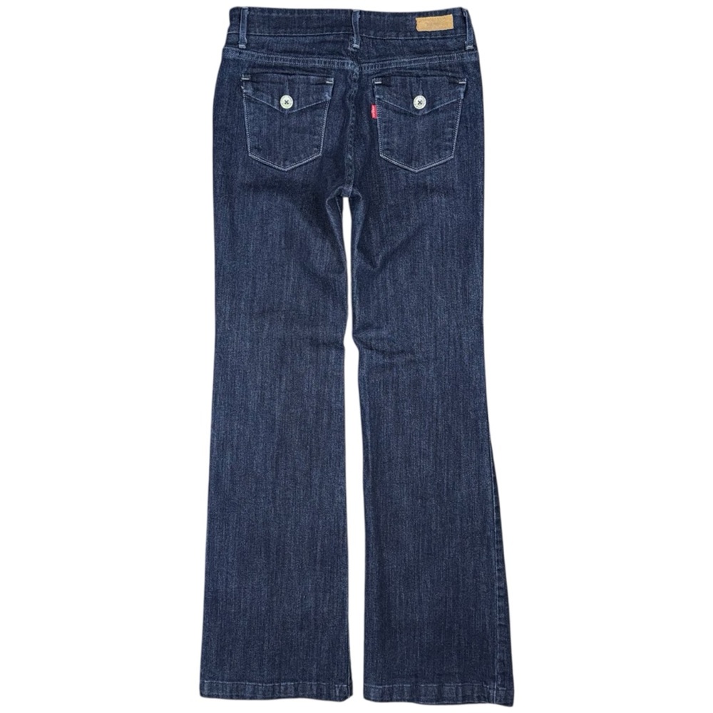 VTG Y2K Levi’s Original Jeans Dark Blue Denim Flare Trousers 6 28x33 Flap Pocket
